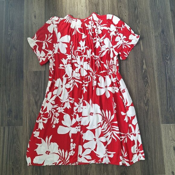 💙 Ara & Viv Soft Flowy Floral Tropical Midi Pockets Summer Dress 100% Rayon Siz - Picture 10 of 11